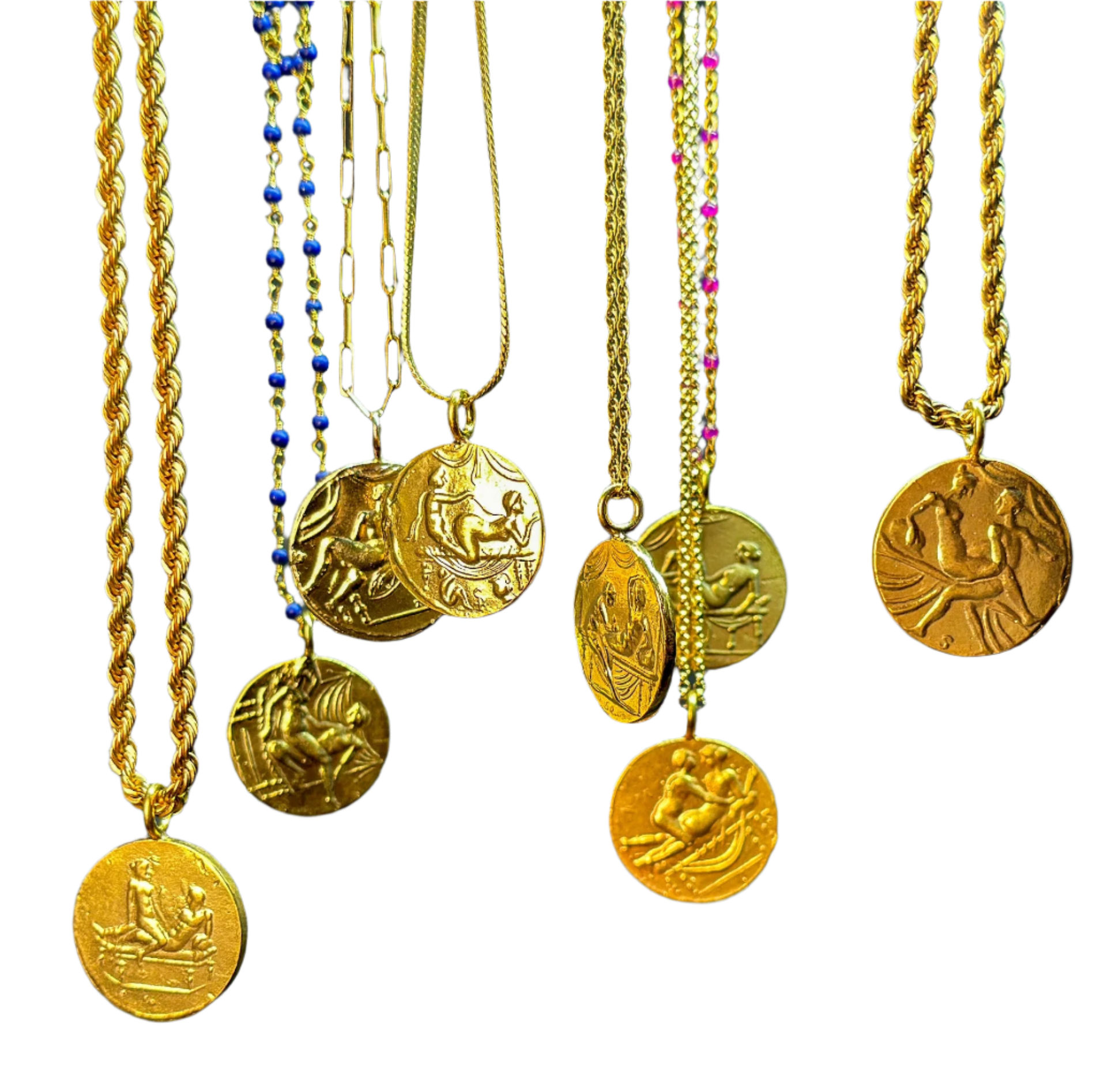 18k Gold coin pendant with an engraved design